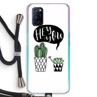 CaseCompany Hey you cactus: Oppo A92 Transparant Hoesje met koord