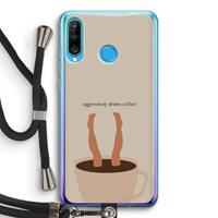 CaseCompany Aggressively drinks coffee: Huawei P30 Lite Transparant Hoesje met koord