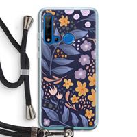 CaseCompany Flowers with blue leaves: Huawei P20 Lite (2019) Transparant Hoesje met koord