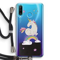 CaseCompany Regenboog eenhoorn: Huawei P30 Lite Transparant Hoesje met koord