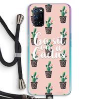 CaseCompany Cactus quote: Oppo A92 Transparant Hoesje met koord