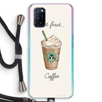 CaseCompany But first coffee: Oppo A92 Transparant Hoesje met koord