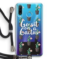 CaseCompany Cactus quote: Huawei P30 Lite Transparant Hoesje met koord
