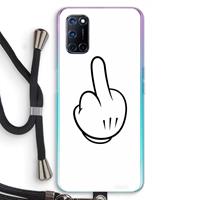 CaseCompany Middle finger white: Oppo A92 Transparant Hoesje met koord
