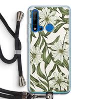 CaseCompany Wit bloemenpatroon: Huawei P20 Lite (2019) Transparant Hoesje met koord