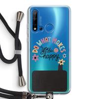 CaseCompany Happy days: Huawei P20 Lite (2019) Transparant Hoesje met koord