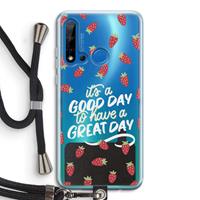 CaseCompany Don't forget to have a great day: Huawei P20 Lite (2019) Transparant Hoesje met koord