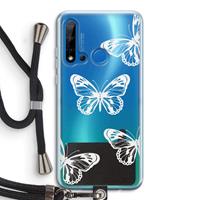 CaseCompany White butterfly: Huawei P20 Lite (2019) Transparant Hoesje met koord