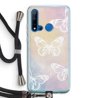 CaseCompany White butterfly: Huawei P20 Lite (2019) Transparant Hoesje met koord