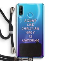 CaseCompany Christian Grey: Huawei P30 Lite Transparant Hoesje met koord