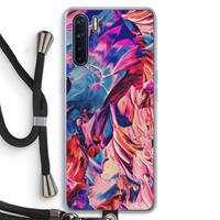 CaseCompany Pink Orchard: Oppo A91 Transparant Hoesje met koord