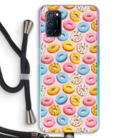 CaseCompany Pink donuts: Oppo A92 Transparant Hoesje met koord