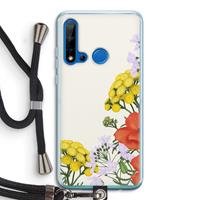 CaseCompany Wilde bloemen: Huawei P20 Lite (2019) Transparant Hoesje met koord