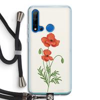 CaseCompany Red poppy: Huawei P20 Lite (2019) Transparant Hoesje met koord