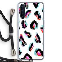 CaseCompany Cheetah color: Oppo A91 Transparant Hoesje met koord