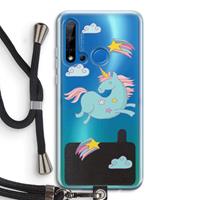 CaseCompany Vliegende eenhoorn: Huawei P20 Lite (2019) Transparant Hoesje met koord