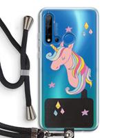 CaseCompany Roze eenhoorn: Huawei P20 Lite (2019) Transparant Hoesje met koord