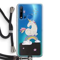 CaseCompany Regenboog eenhoorn: Huawei P20 Lite (2019) Transparant Hoesje met koord