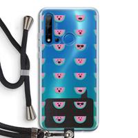 CaseCompany Smiley watermeloenprint: Huawei P20 Lite (2019) Transparant Hoesje met koord