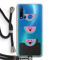 CaseCompany Smiley watermeloen: Huawei P20 Lite (2019) Transparant Hoesje met koord