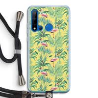 CaseCompany Flamingo party: Huawei P20 Lite (2019) Transparant Hoesje met koord