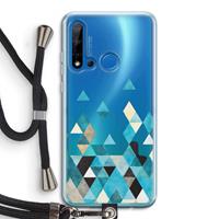 CaseCompany Gekleurde driehoekjes blauw: Huawei P20 Lite (2019) Transparant Hoesje met koord