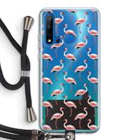 CaseCompany Flamingoprint groen: Huawei P20 Lite (2019) Transparant Hoesje met koord