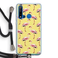 CaseCompany Flamingo's geel: Huawei P20 Lite (2019) Transparant Hoesje met koord