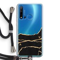 CaseCompany Gouden marmer: Huawei P20 Lite (2019) Transparant Hoesje met koord