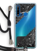 CaseCompany Zwart marmer: Huawei P20 Lite (2019) Transparant Hoesje met koord