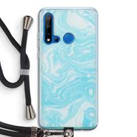 CaseCompany Waterverf blauw: Huawei P20 Lite (2019) Transparant Hoesje met koord