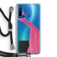 CaseCompany Paarse stroom: Huawei P20 Lite (2019) Transparant Hoesje met koord