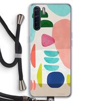 CaseCompany Bold Rounded Shapes: Oppo A91 Transparant Hoesje met koord