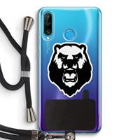 CaseCompany Angry Bear (white): Huawei P30 Lite Transparant Hoesje met koord