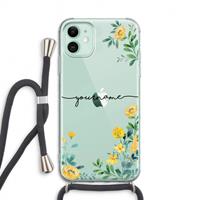 CaseCompany Gele bloemen: iPhone 11 Transparant Hoesje met koord