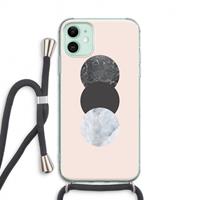 CaseCompany Marmeren cirkels: iPhone 11 Transparant Hoesje met koord