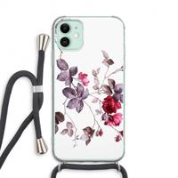 CaseCompany Mooie bloemen: iPhone 11 Transparant Hoesje met koord