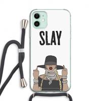 CaseCompany Slay All Day: iPhone 11 Transparant Hoesje met koord