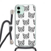 CaseCompany Kitten: iPhone 11 Transparant Hoesje met koord