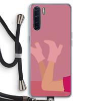 CaseCompany Pink boots: Oppo A91 Transparant Hoesje met koord