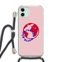 CaseCompany Run The World: iPhone 11 Transparant Hoesje met koord