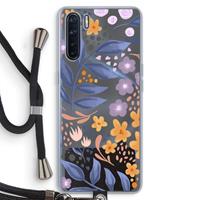 CaseCompany Flowers with blue leaves: Oppo A91 Transparant Hoesje met koord