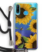 CaseCompany Sunflower and bees: Huawei P30 Lite Transparant Hoesje met koord