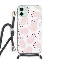 CaseCompany Hands pink: iPhone 11 Transparant Hoesje met koord