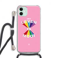 CaseCompany Het Leven Is Mooi: iPhone 11 Transparant Hoesje met koord