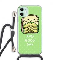 CaseCompany Avo Good Day: iPhone 11 Transparant Hoesje met koord