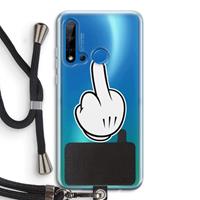 CaseCompany Middle finger white: Huawei P20 Lite (2019) Transparant Hoesje met koord