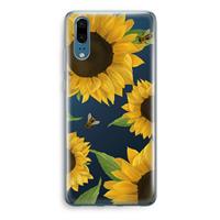 CaseCompany Sunflower and bees: Huawei P20 Transparant Hoesje