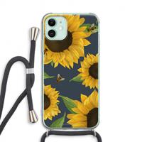 CaseCompany Sunflower and bees: iPhone 11 Transparant Hoesje met koord