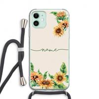 CaseCompany Zonnebloemen: iPhone 11 Transparant Hoesje met koord